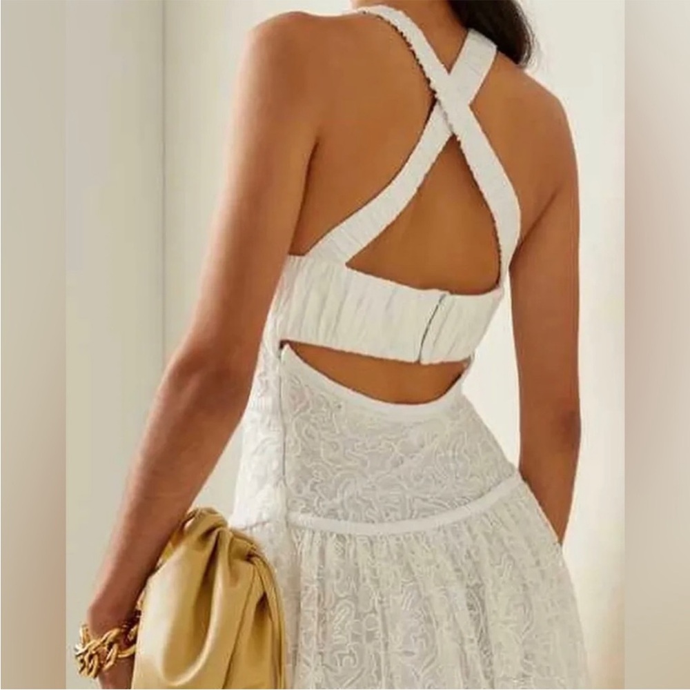 JONATHAN SIMKHAI Gabriela Ivory Lace Midi Dress - Picture 4 of 12